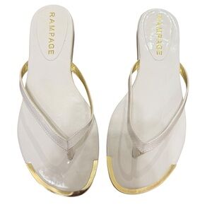 Rampage White & Gold Metallic Trim Sandals Size 8.5